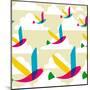 Transparent Multicolored Birds Pattern-cienpies-Mounted Art Print