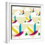 Transparent Multicolored Birds Pattern-cienpies-Framed Art Print