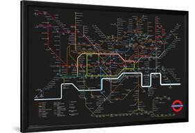 Transport For London - Black Map-null-Lamina Framed Poster