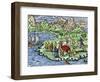 Transporting Merchandise on the Great Silk Road in the Middle Ages-null-Framed Giclee Print