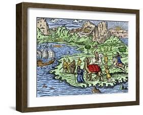 Transporting Merchandise on the Great Silk Road in the Middle Ages-null-Framed Giclee Print