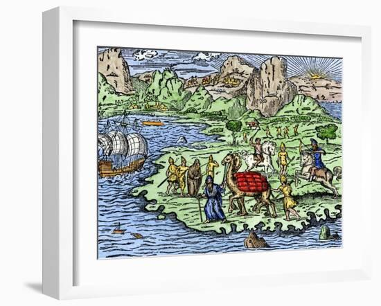 Transporting Merchandise on the Great Silk Road in the Middle Ages-null-Framed Giclee Print