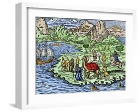 Transporting Merchandise on the Great Silk Road in the Middle Ages-null-Framed Giclee Print