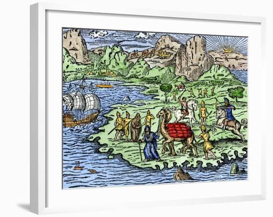 Transporting Merchandise on the Great Silk Road in the Middle Ages-null-Framed Giclee Print