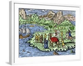 Transporting Merchandise on the Great Silk Road in the Middle Ages-null-Framed Giclee Print