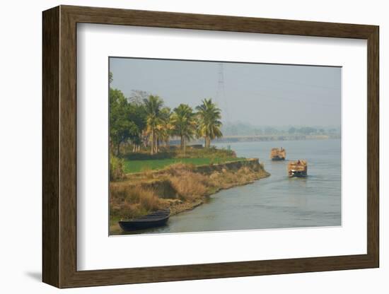 Transporting Rice Straw by Boat on the Hooghly River-Bruno Morandi-Framed Photographic Print