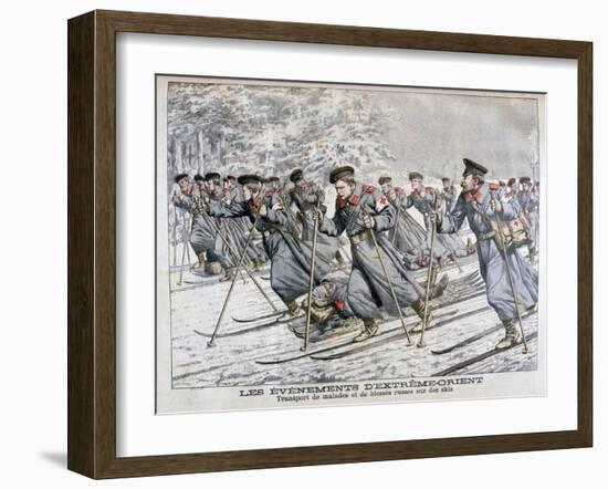 Transporting Sick and Wounded Russian Troops on Skis, Russo-Japanese War, 1904-null-Framed Giclee Print