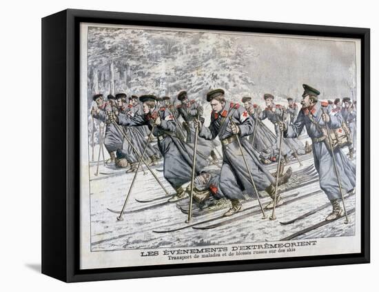 Transporting Sick and Wounded Russian Troops on Skis, Russo-Japanese War, 1904-null-Framed Stretched Canvas