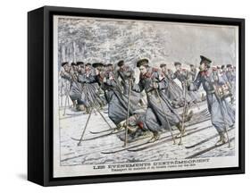 Transporting Sick and Wounded Russian Troops on Skis, Russo-Japanese War, 1904-null-Framed Stretched Canvas