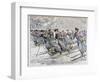 Transporting Sick and Wounded Russian Troops on Skis, Russo-Japanese War, 1904-null-Framed Premium Giclee Print