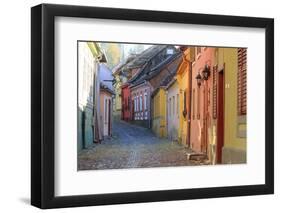 Transylvania, Romania, Mures County, Sighisoara, cobblestone residential streets.-Emily Wilson-Framed Photographic Print