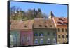 Transylvania, Romania, Mures County, Sighisoara, colorful houses.-Emily Wilson-Framed Stretched Canvas