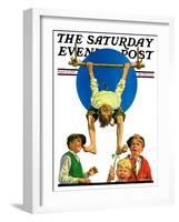 "Trapeze Tickle," Saturday Evening Post Cover, August 31, 1929-J.F. Kernan-Framed Giclee Print