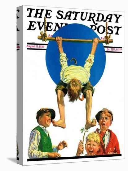 "Trapeze Tickle," Saturday Evening Post Cover, August 31, 1929-J.F. Kernan-Stretched Canvas