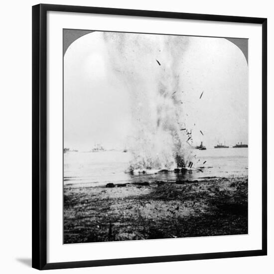 Trapped German Submarine Driven Inshore and Destroyed, World War I, 1914-1918-null-Framed Photographic Print