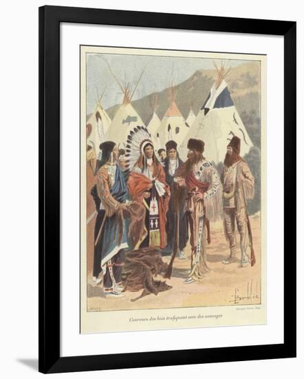 Trappers Trading with Native Americans, New France-Louis Charles Bombled-Framed Giclee Print