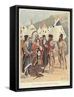 Trappers Trading with Native Americans, New France-Louis Charles Bombled-Framed Stretched Canvas