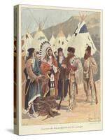 Trappers Trading with Native Americans, New France-Louis Charles Bombled-Stretched Canvas