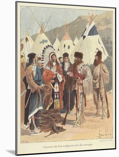 Trappers Trading with Native Americans, New France-Louis Charles Bombled-Mounted Giclee Print