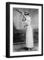 Trapshooting Woman with Shotgun Photograph-Lantern Press-Framed Art Print