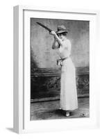 Trapshooting Woman with Shotgun Photograph-Lantern Press-Framed Art Print