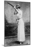 Trapshooting Woman with Shotgun Photograph-Lantern Press-Mounted Art Print