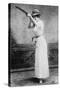 Trapshooting Woman with Shotgun Photograph-Lantern Press-Stretched Canvas