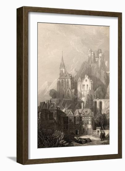 Trarbach, Engraved by E.I. Roberts, Illustration from 'The Pilgrims of the Rhine' Published 1840-David Roberts-Framed Giclee Print