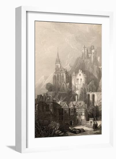 Trarbach, Engraved by E.I. Roberts, Illustration from 'The Pilgrims of the Rhine' Published 1840-David Roberts-Framed Giclee Print