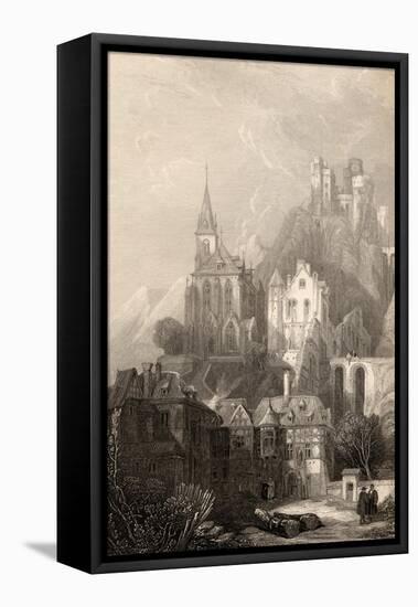 Trarbach, Engraved by E.I. Roberts, Illustration from 'The Pilgrims of the Rhine' Published 1840-David Roberts-Framed Stretched Canvas