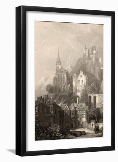 Trarbach, Engraved by E.I. Roberts, Illustration from 'The Pilgrims of the Rhine' Published 1840-David Roberts-Framed Premium Giclee Print