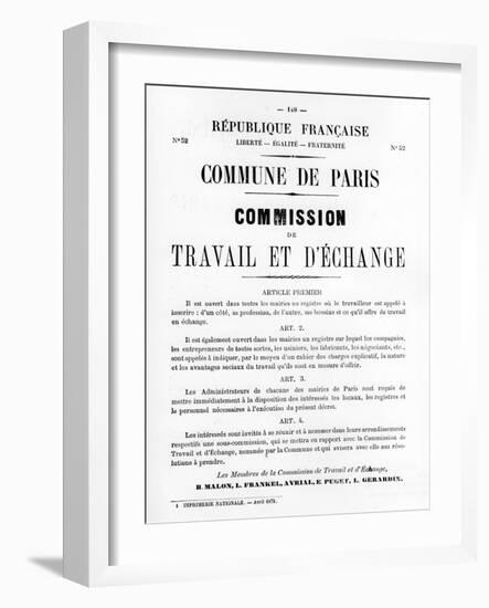 Travail Et D'Echange, from French Political Posters of the Paris Commune, May 1871-null-Framed Giclee Print