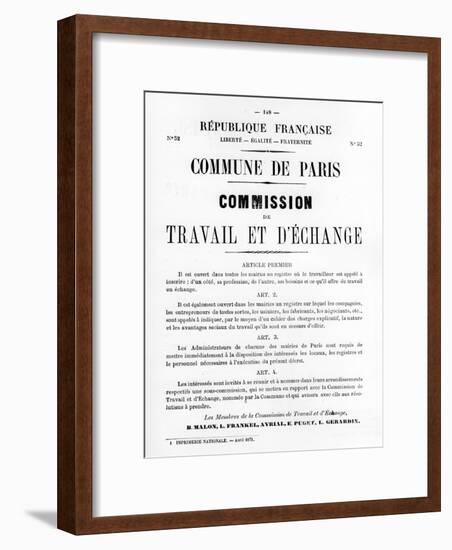 Travail Et D'Echange, from French Political Posters of the Paris Commune, May 1871-null-Framed Giclee Print