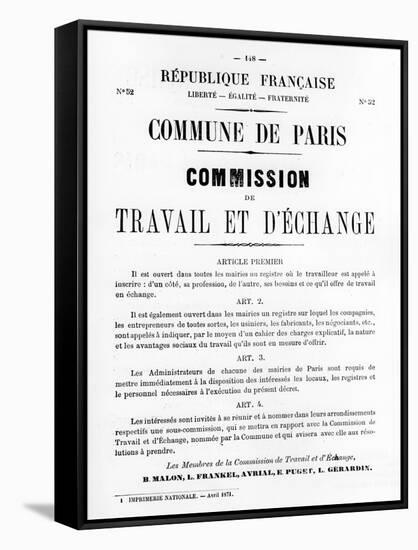 Travail Et D'Echange, from French Political Posters of the Paris Commune, May 1871-null-Framed Stretched Canvas