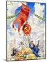 Travailleur Et Fermier Reunis Sous Le Drapeau Communiste  Affiche De Propagande De Boris Michaylov-Boris Mikhailovich Kustodiev-Mounted Giclee Print