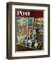 "Travel Agent at Desk," Saturday Evening Post Cover, February 12, 1949-Constantin Alajalov-Framed Giclee Print