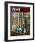 "Travel Agent at Desk," Saturday Evening Post Cover, February 12, 1949-Constantin Alajalov-Framed Giclee Print