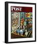 "Travel Agent at Desk," Saturday Evening Post Cover, February 12, 1949-Constantin Alajalov-Framed Premium Giclee Print