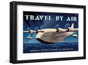 Travel By Air, Imperial Airways Empire Flying Boat-Michael Crampton-Framed Art Print