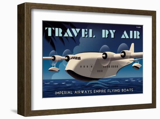 Travel By Air, Imperial Airways Empire Flying Boat-Michael Crampton-Framed Art Print