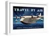 Travel By Air, Imperial Airways Empire Flying Boat-Michael Crampton-Framed Art Print