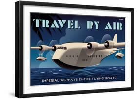 Travel By Air, Imperial Airways Empire Flying Boat-Michael Crampton-Framed Art Print