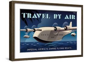 Travel By Air, Imperial Airways Empire Flying Boat-Michael Crampton-Framed Art Print