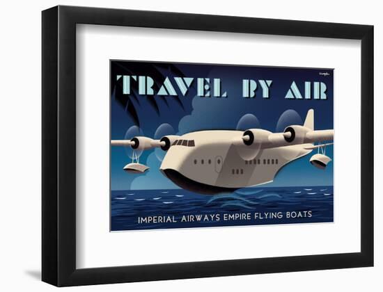 Travel By Air, Imperial Airways Empire Flying Boat-Michael Crampton-Framed Art Print