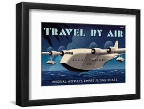 Travel By Air, Imperial Airways Empire Flying Boat-Michael Crampton-Framed Art Print