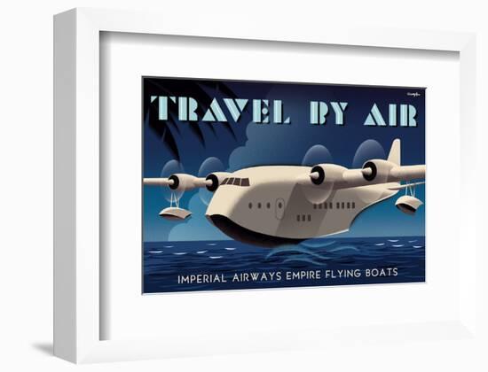 Travel By Air, Imperial Airways Empire Flying Boat-Michael Crampton-Framed Art Print