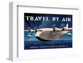 Travel By Air, Imperial Airways Empire Flying Boat-Michael Crampton-Framed Art Print