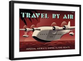 Travel By Air, Imperial Airways Empire Flying Boat-Michael Crampton-Framed Art Print