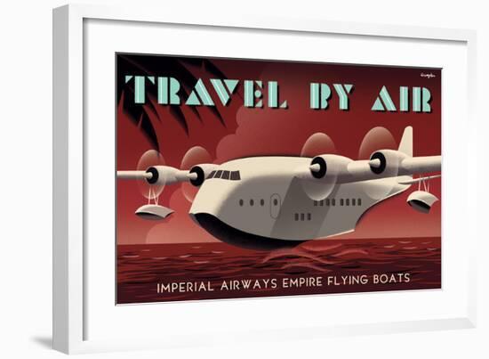 Travel By Air, Imperial Airways Empire Flying Boat-Michael Crampton-Framed Art Print