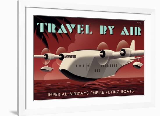 Travel By Air, Imperial Airways Empire Flying Boat-Michael Crampton-Framed Art Print